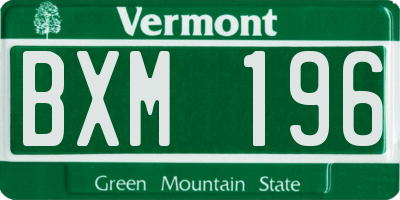 VT license plate BXM196