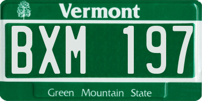 VT license plate BXM197