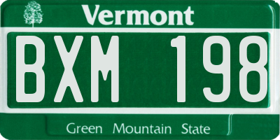 VT license plate BXM198