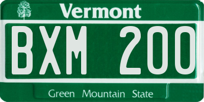 VT license plate BXM200