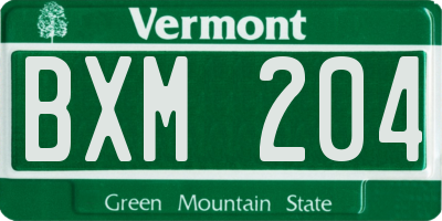VT license plate BXM204