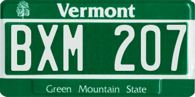VT license plate BXM207