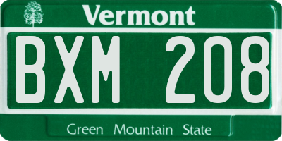 VT license plate BXM208