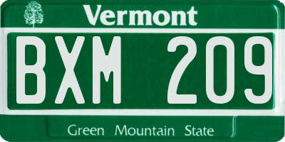 VT license plate BXM209