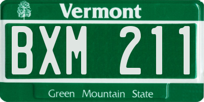 VT license plate BXM211