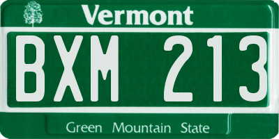 VT license plate BXM213