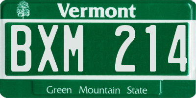 VT license plate BXM214