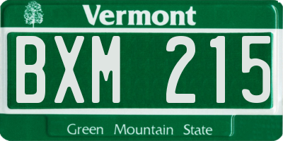 VT license plate BXM215