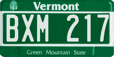 VT license plate BXM217