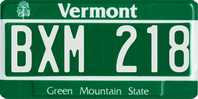 VT license plate BXM218