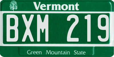 VT license plate BXM219