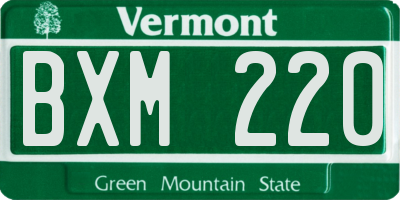 VT license plate BXM220