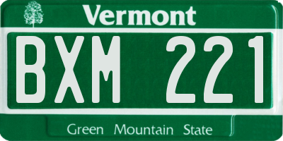VT license plate BXM221