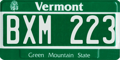 VT license plate BXM223