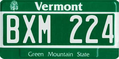 VT license plate BXM224