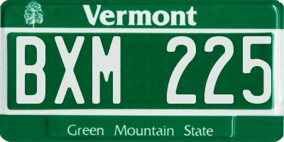 VT license plate BXM225