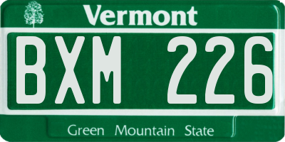 VT license plate BXM226