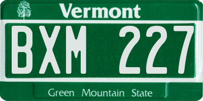 VT license plate BXM227