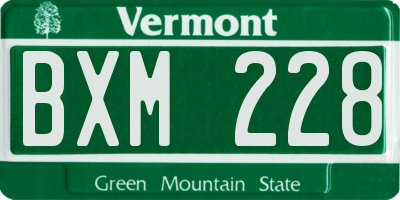 VT license plate BXM228