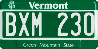 VT license plate BXM230