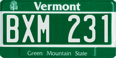 VT license plate BXM231