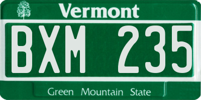 VT license plate BXM235