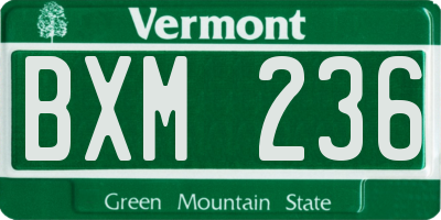 VT license plate BXM236