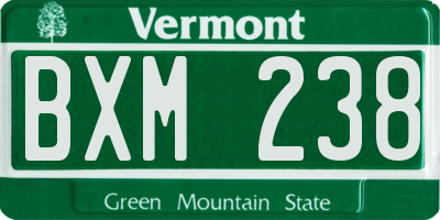 VT license plate BXM238