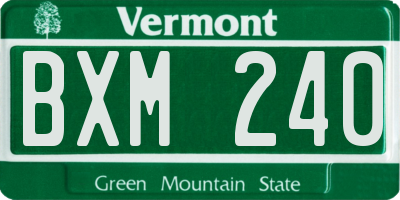 VT license plate BXM240