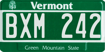 VT license plate BXM242