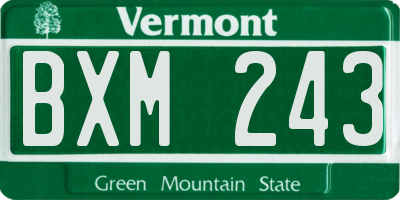 VT license plate BXM243