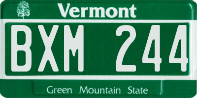 VT license plate BXM244