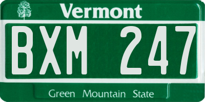 VT license plate BXM247