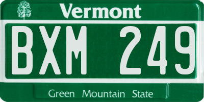 VT license plate BXM249