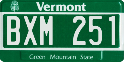 VT license plate BXM251