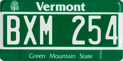 VT license plate BXM254