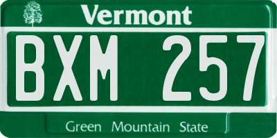 VT license plate BXM257