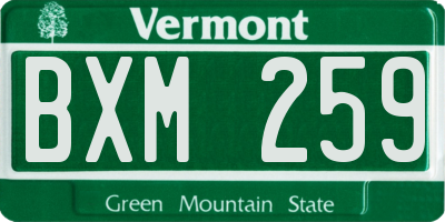 VT license plate BXM259