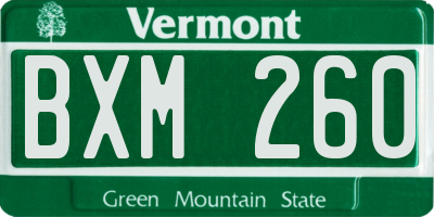 VT license plate BXM260