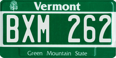 VT license plate BXM262