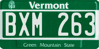 VT license plate BXM263