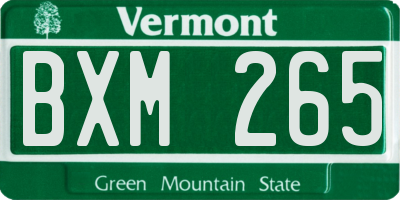 VT license plate BXM265