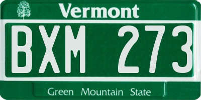 VT license plate BXM273