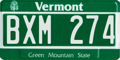 VT license plate BXM274