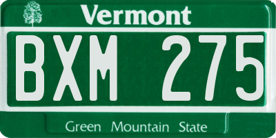 VT license plate BXM275