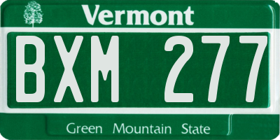 VT license plate BXM277