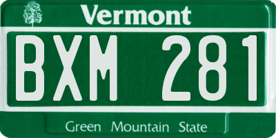 VT license plate BXM281