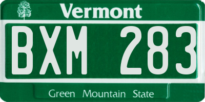 VT license plate BXM283