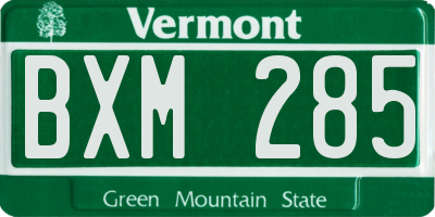 VT license plate BXM285