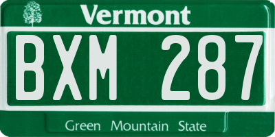 VT license plate BXM287